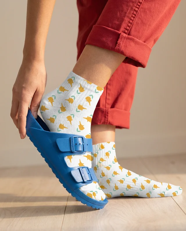 Cozy Mockup of Socks and Sandals in Bright Indoor Setting