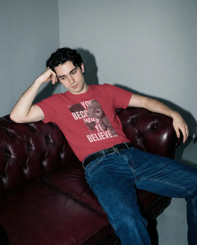 Stylish T-Shirt Mockup on a Casual Portrait