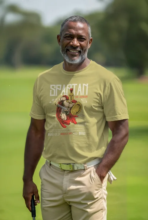 Vibrant Mockup of T-Shirt Against Lush Green Golf Course