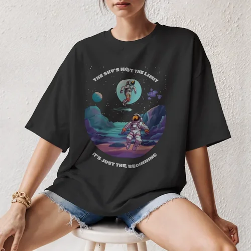Stylish T-Shirt Mockup of a Young Woman