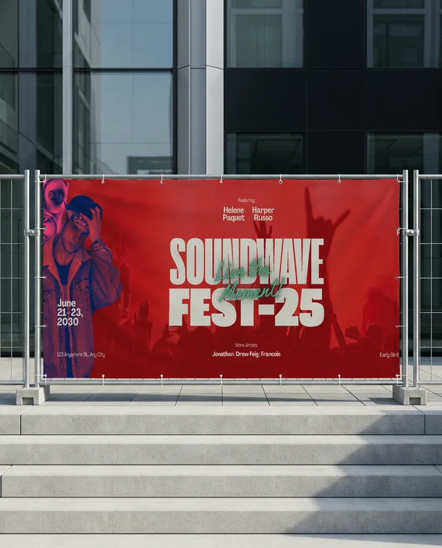 Modern Urban Mockup Featuring a Large Blank Banner