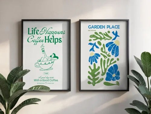 Elegant Mockup Poster with Soft Background and Green Hues