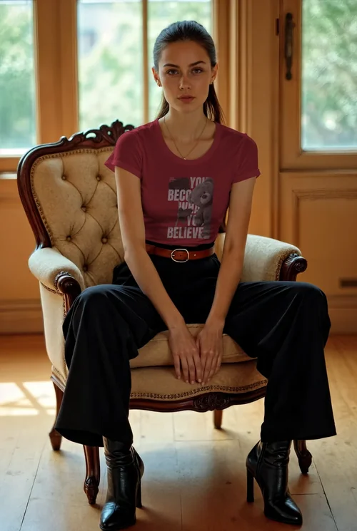 Vintage T-Shirt Mockup with Warm Light and Elegant Colors