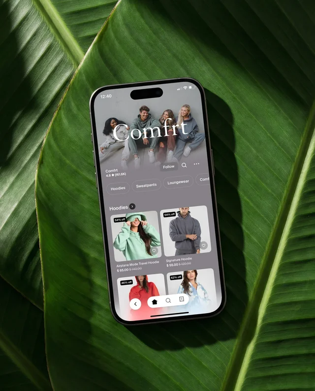 Sleek iPhone Mockup on Tropical Leaf Background