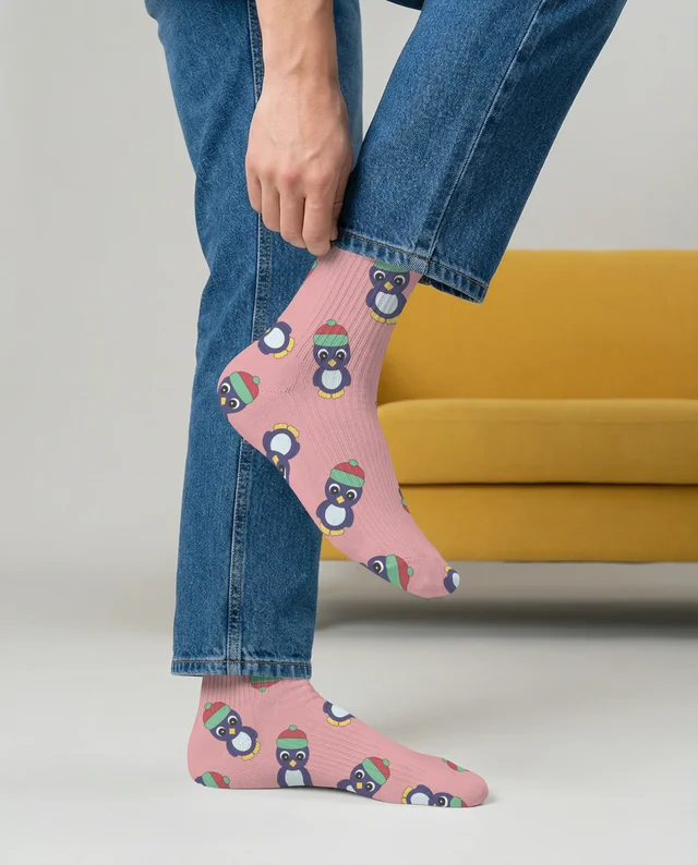 Casual Mockup of Stylish Socks with Denim Jeans