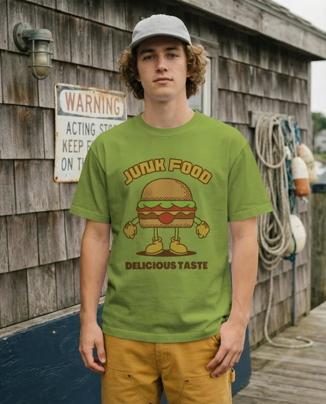 Stylish T-Shirt Mockup of a Young Man Outdoors