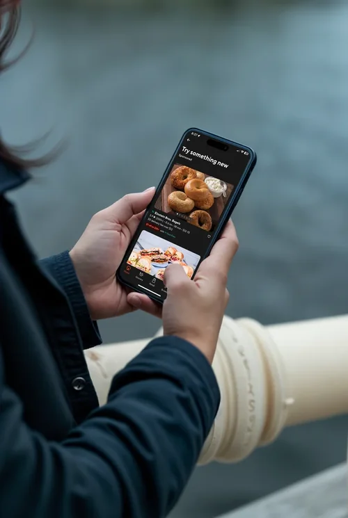 Realistic iPhone Mockup: Close-Up of Hands Holding iPhone