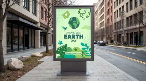 Modern Billboard Mockup in Urban City Scene