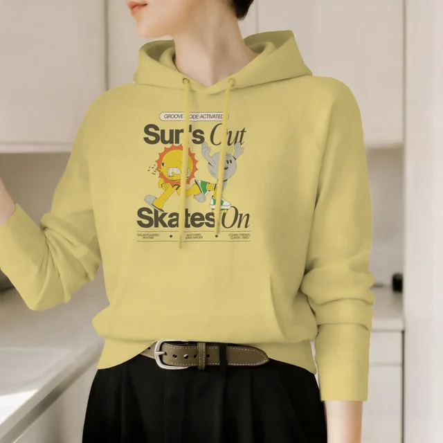 Cozy Hoodie Mockup in a Modern Kitchen Setting