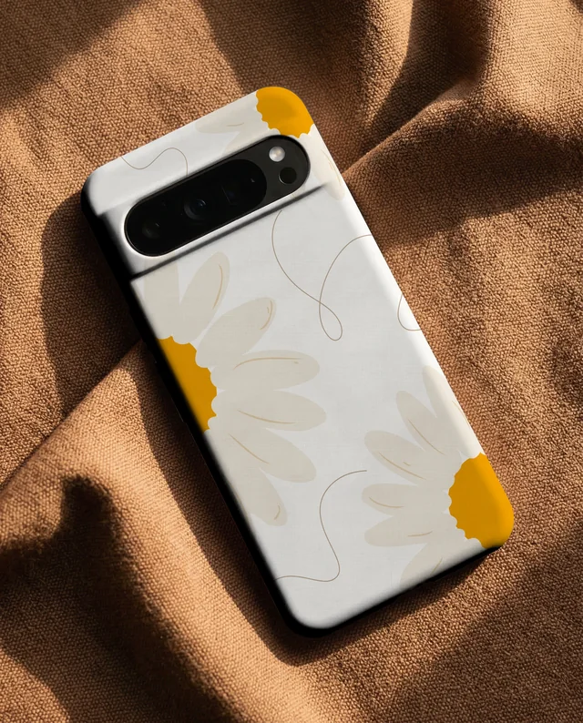 Modern Phone Cover Mockup on Warm Brown Fabric Background