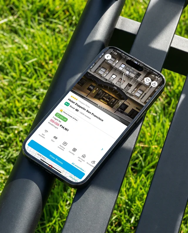 Modern iPhone Mockup on Sleek Outdoor Bench