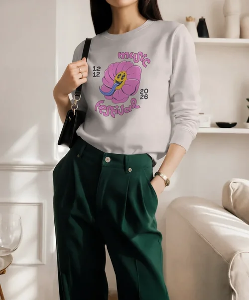 Stylish Mockup of a Woman in a Cozy Sweatshirt