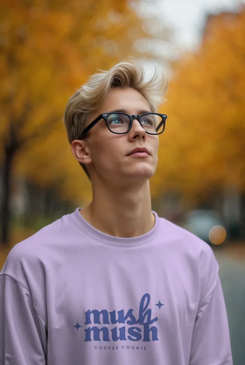 Mockup of a Thoughtful Young Man in a White Sweatshirt