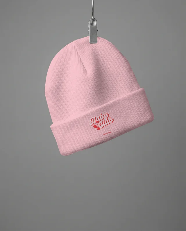 Stylish White Knit Beanie Mockup in Minimalist Design