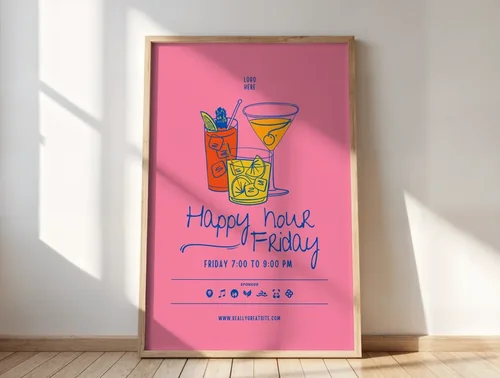 Minimalist Mockup Poster with Natural Wood and Soft Colors