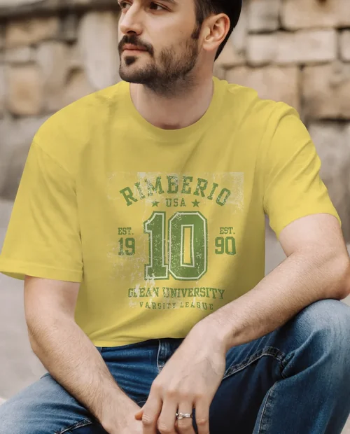 Casual T-Shirt Mockup of a Young Man in the City