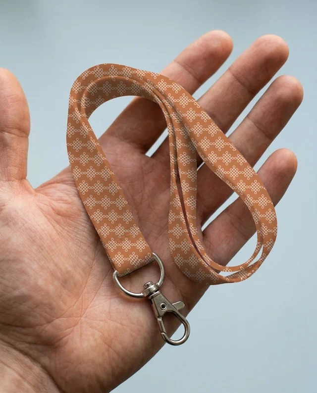 Elegant White Lanyard Mockup Held by a Human Hand