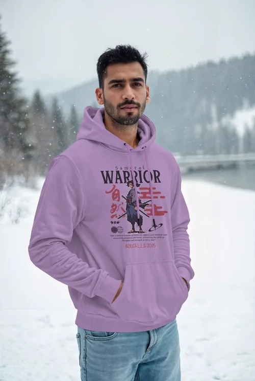 Winter Mockup with Colorful Hoodie Against Snowy Background