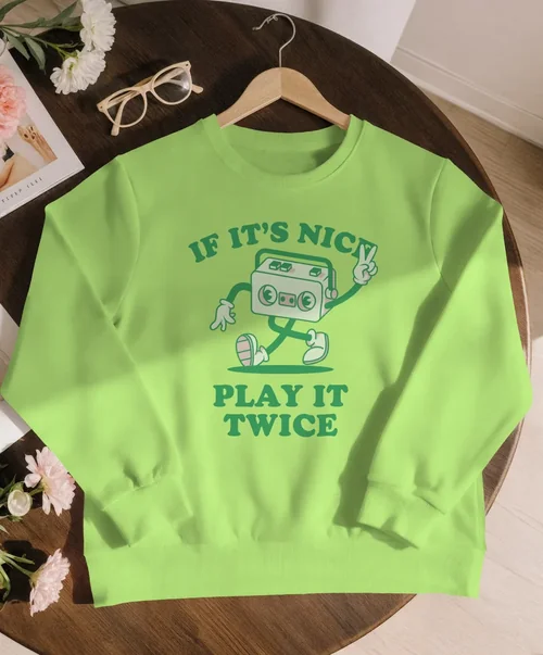 Cozy Sweatshirt Mockup on Wooden Table with Flowers