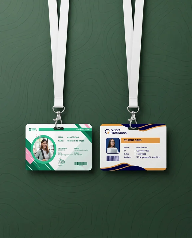Elegant Mockup of Blank ID Cards with Lanyards