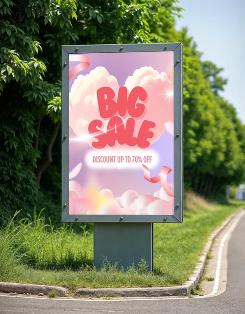 Minimalist Billboard Mockup: Urban Style & Realistic Design