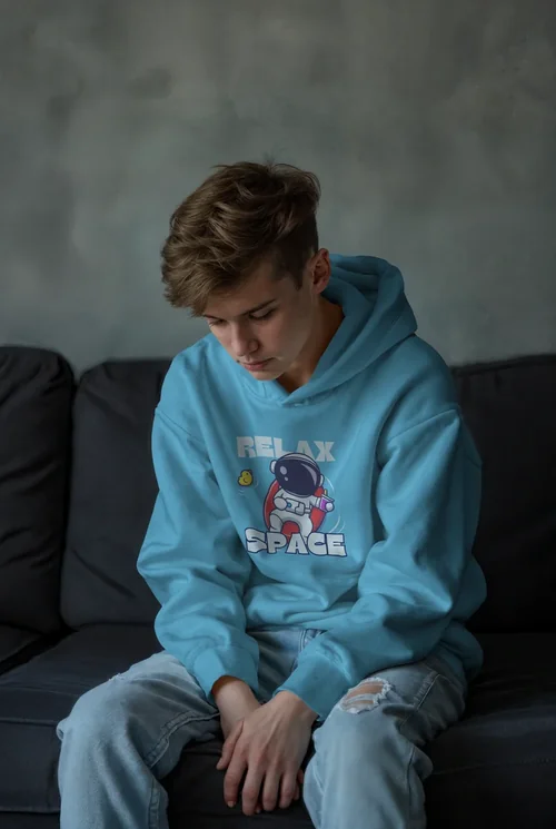 Contemplative Hoodie Mockup with Soft Gray Background Colors