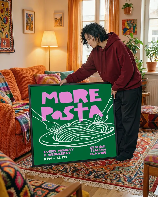 Cozy Living Room Mockup with Poster Canvas Display