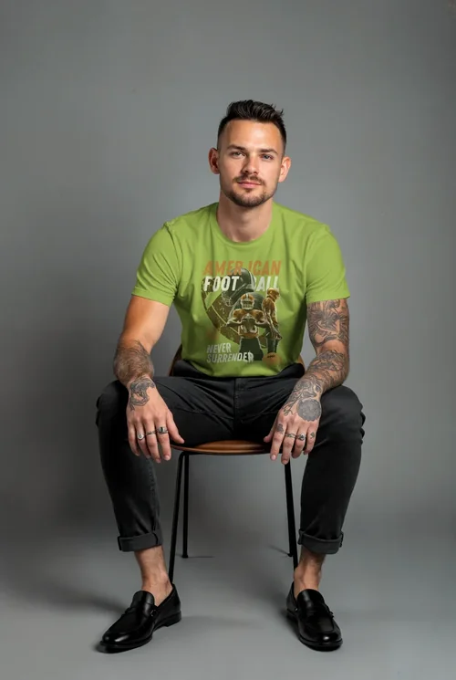 Mockup of Confident Man in White T-Shirt with Gray Background