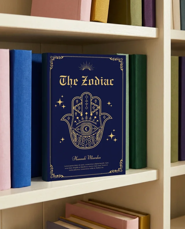 Colorful Book Mockup on a Cozy Bookshelf