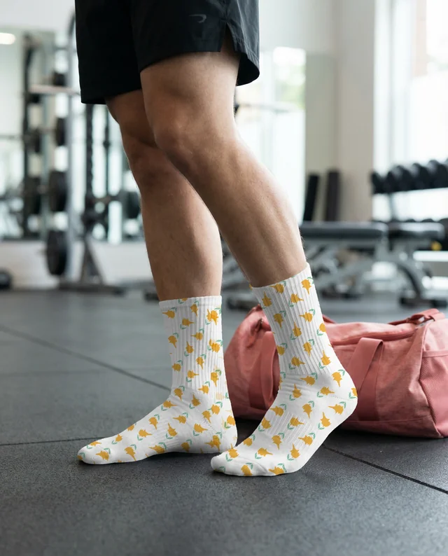 Dynamic Gym Mockup Featuring Stylish Knee-High Socks
