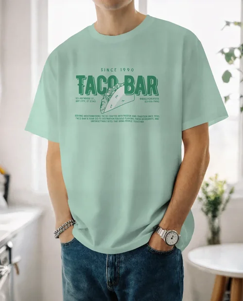 Stylish T-Shirt Mockup in Modern Kitchen Setting