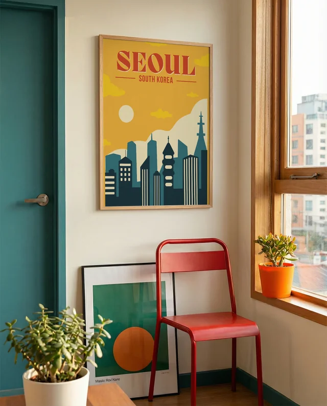 Cozy Modern Room Mockup with Poster and Natural Light