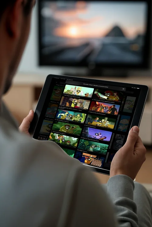 Casual Man Mockup with iPad Pro: A Relaxed Digital Scene