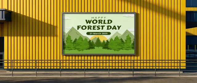 Modern Urban Mockup Featuring Billboard on Yellow Wall