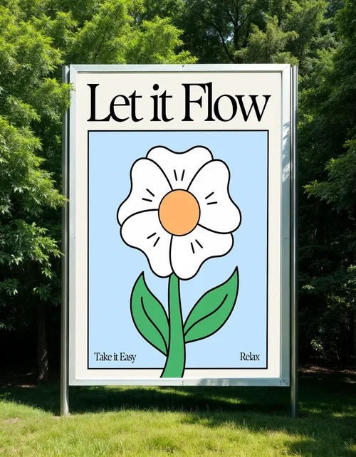 Mockup of a Billboard in a Lush Outdoor Setting