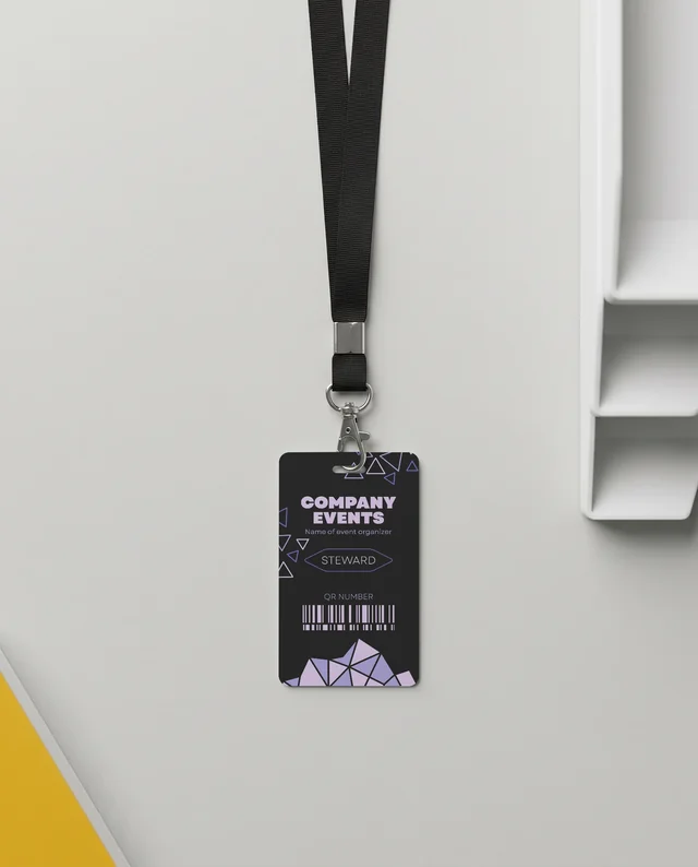 Minimalist Mockup of a Blank ID Card with Lanyard