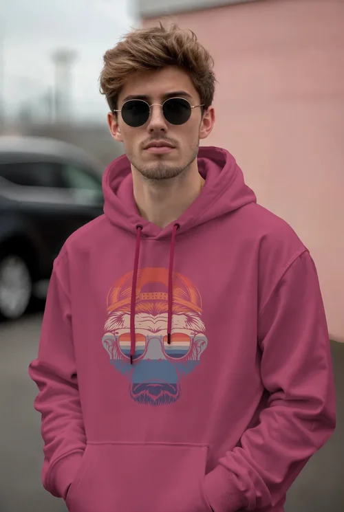 Stylish Hoodie Mockup with Soft Pink Urban Background