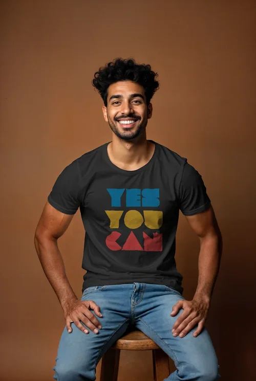 Mockup of T-Shirt Against Warm Brown Background Colors