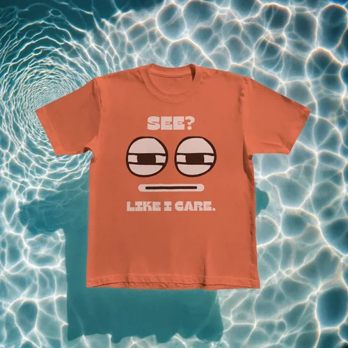 Vibrant T-Shirt Mockup on Shimmering Blue Water Background