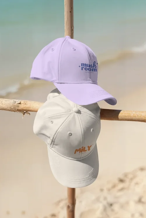 Stylish Mockup of Hats at the Beach