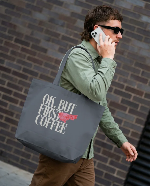 Stylish Mockup of a Young Man with Tote Bag