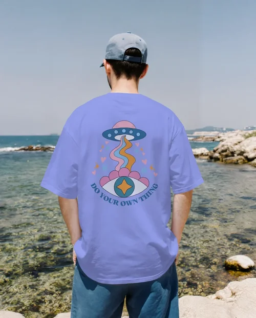 Mockup of Young Man in T-Shirt by the Coast
