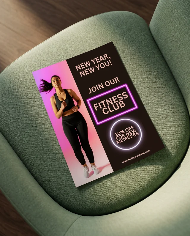 Minimalist Mockup of Flyer on Green Chair