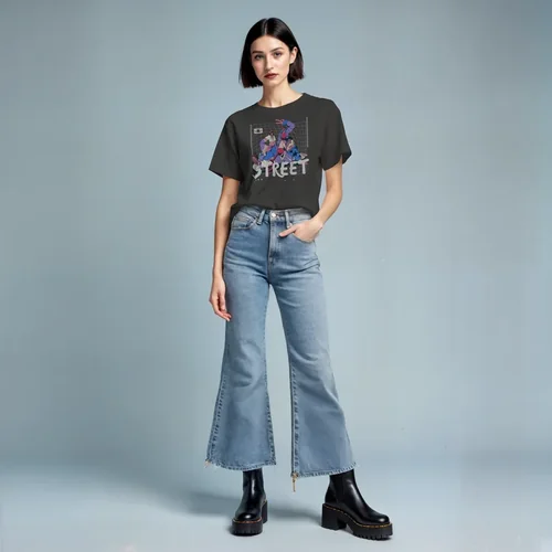 Stylish T-Shirt Mockup Against Soft Blue Background