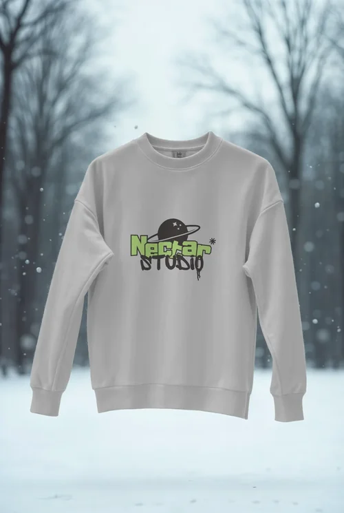 Minimalist Mockup of a White Sweatshirt in Winter Scene