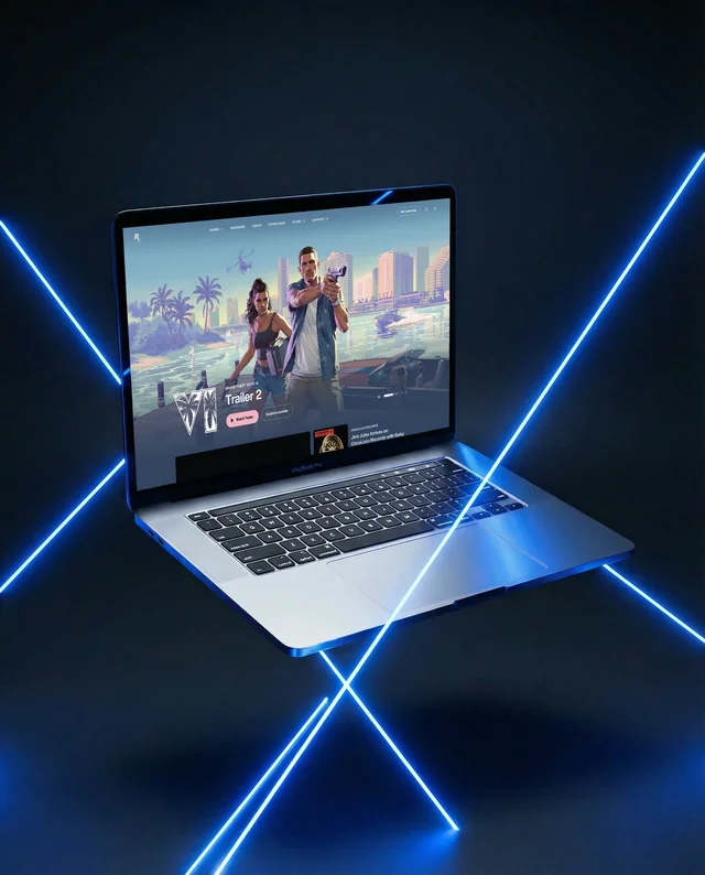 Sleek MacBook Mockup with Dynamic Laser Effects