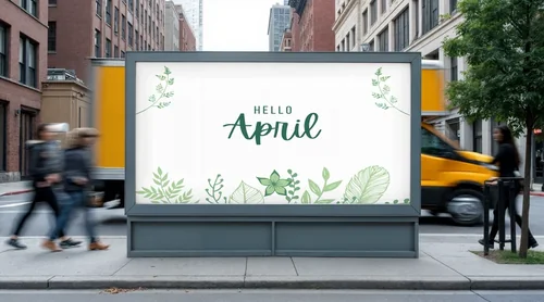 Urban Billboard Mockup in Lively City Scene