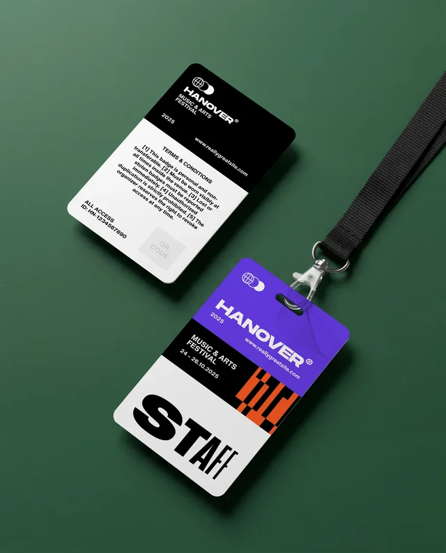 Modern Mockup of Blank ID Card with Lanyard Display