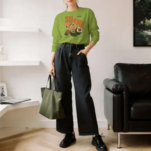 Stylish Mockup of a Young Woman in a Sweatshirt