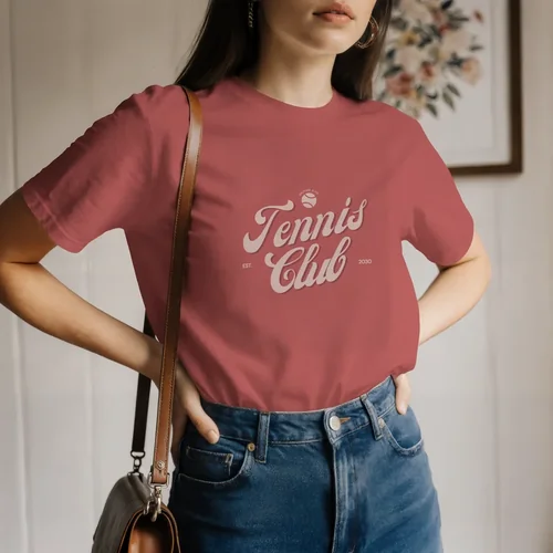 Stylish T-Shirt Mockup of a Confident Young Woman